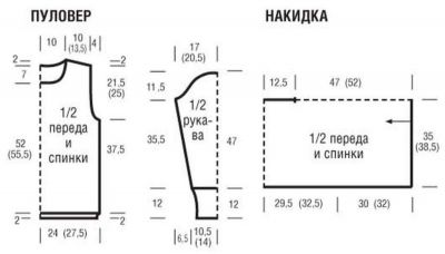 Выкройка для пуловера и накидки Выкройка для пуловера и накидки