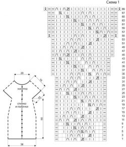 Схема и выкройка для меланжевого пуловера Схема и выкройка для меланжевого пуловера