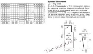Схема и выкройка для вязания удлиненного пуловера Схема и выкройка для вязания удлиненного пуловера