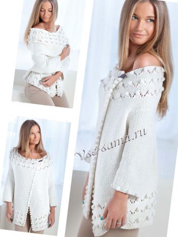 Жакет-накидка спицами, фото Жакет-накидка спицами, фото