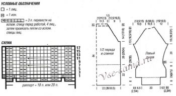 Схема и выкройка для вязания белого пуловера Схема и выкройка для вязания белого пуловера