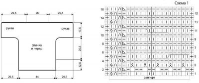Схема и выкройка для модельки пуловера Схема и выкройка для модельки пуловера