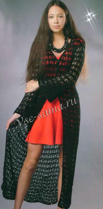 Длинный черный кардиган, фото Длинный черный кардиган, фото