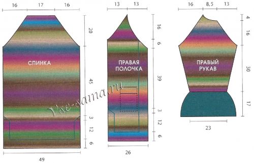 Выкройка для вязания кардигана Выкройка для вязания кардигана