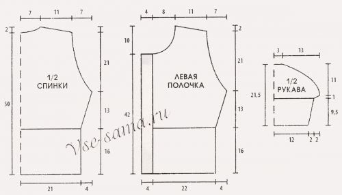 Выкройка для вязания жакета Выкройка для вязания жакета