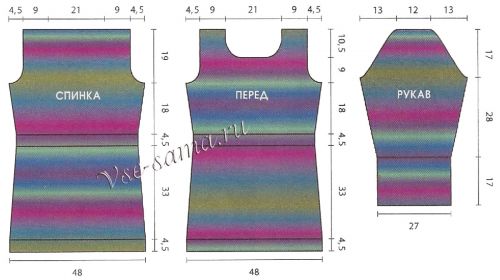 Выкройка для вязания туники Выкройка для вязания туники