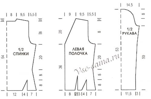 Выкройка для вязания жакета Выкройка для вязания жакета