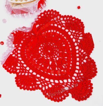 Салфетка крючком - сердце, фото Салфетка крючком - сердце, фото