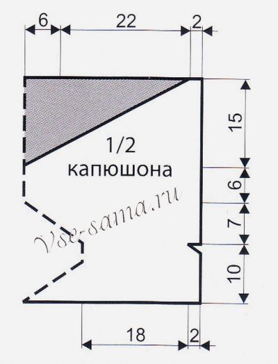 Выкройка для вязания капюшона