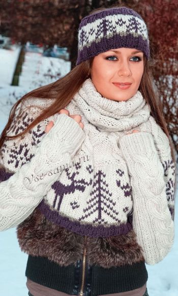 Митенки, пелерина и повязка на голову, фото Митенки, пелерина и повязка на голову, фото