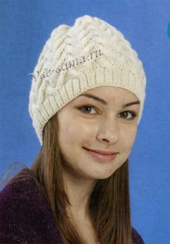 Шапка спицами "Белые косы", фото Шапка спицами "Белые косы", фото