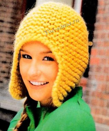 Желтая шапка спицами, фото Желтая шапка спицами, фото