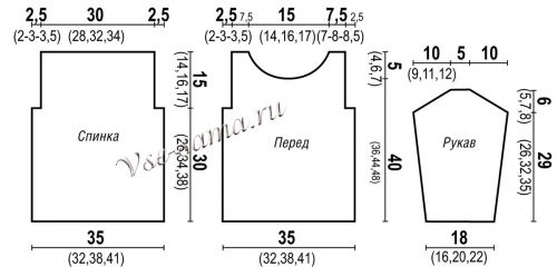 Выкройка для вязания пуловера Выкройка для вязания пуловера