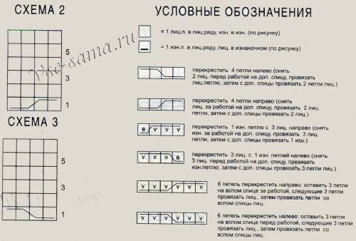 Схемы 2 и 3 для вязания пуловера Схемы 2 и 3 для вязания пуловера