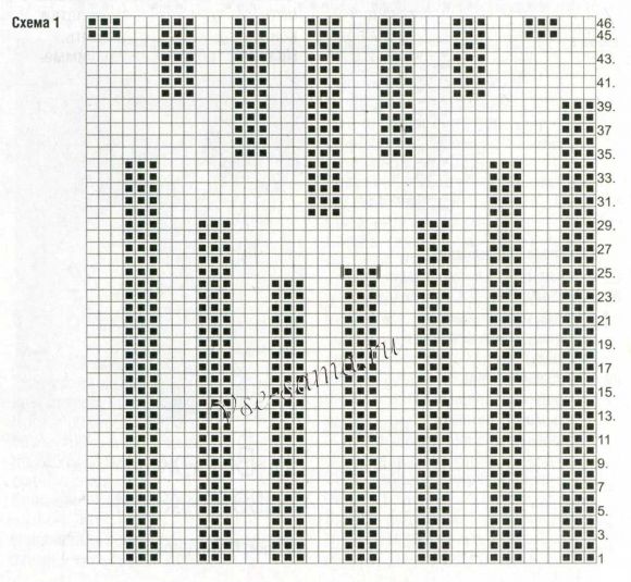 Схема 1 для вязания двухсторонних варежек Схема 1 для вязания двухсторонних варежек