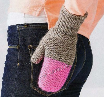 Двухцветные варежки, фото Двухцветные варежки, фото