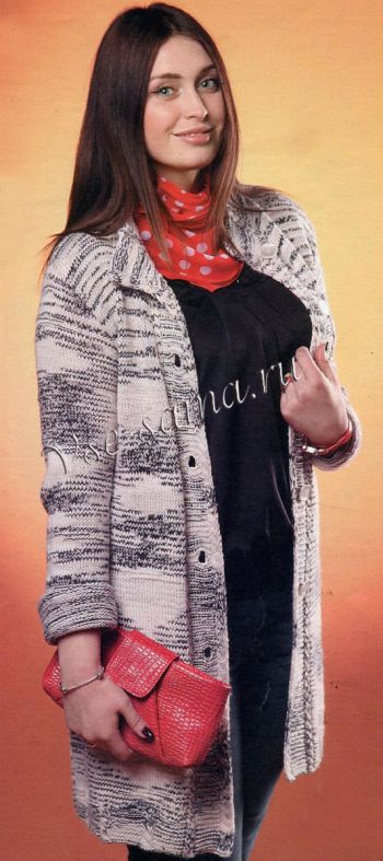 Кардиган - Черно-белый меланж, фото Кардиган - Черно-белый меланж, фото