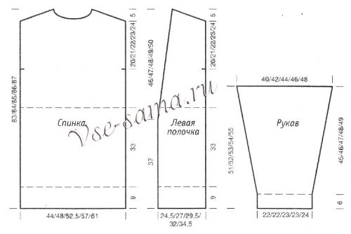 Выкройка для вязания кардигана стального цвета Выкройка для вязания кардигана стального цвета