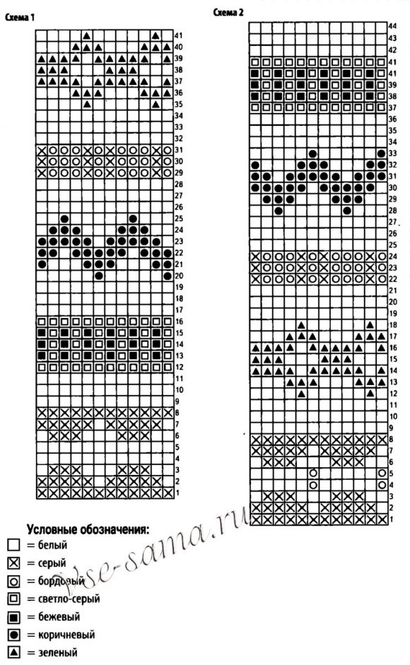 Схема для вязания жаккардового узора Схема для вязания жаккардового узора