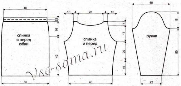 Выкройка для вязания пуловера Выкройка для вязания пуловера