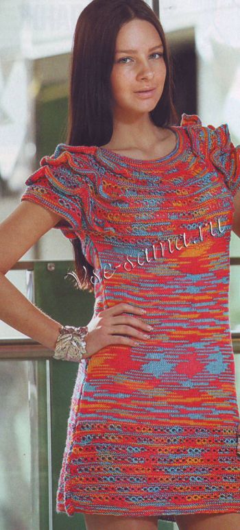 Меланжевое платье с оборками на рукавах, фото Меланжевое платье с оборками на рукавах, фото