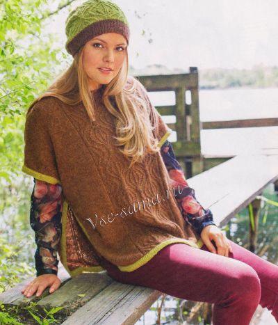 Накидка и шапочка с рельефными узорами, фото Накидка и шапочка с рельефными узорами, фото