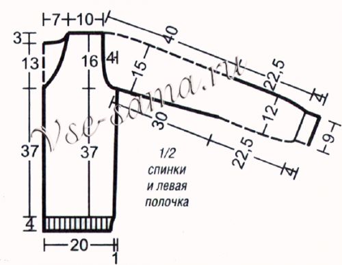 Выкройка для вязания жакета Выкройка для вязания жакета
