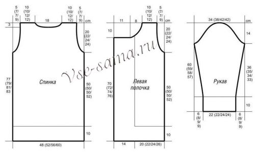Выкройка для вязания пестрого пальто Выкройка для вязания пестрого пальто