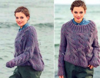 Пуловер-реглан с косами, фото Пуловер-реглан с косами, фото