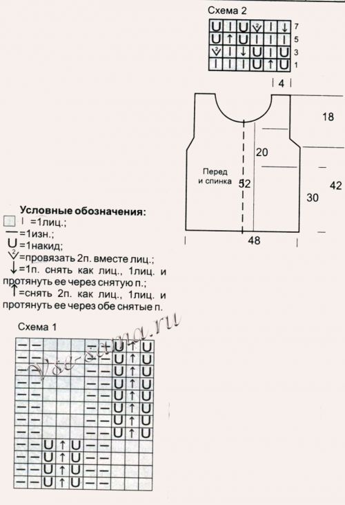 Схемы и выкройка для вязания топа Схемы и выкройка для вязания топа