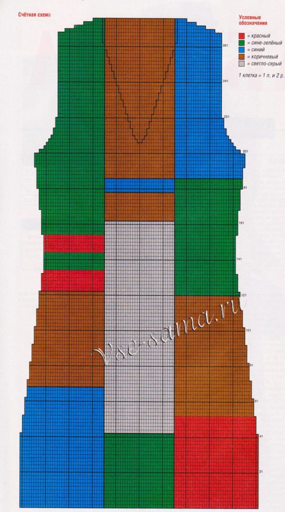Счетная схема для вязания туники в стиле пэчворк Счетная схема для вязания туники в стиле пэчворк