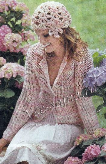 Жакет с сетчатым узором и шапка, фото Жакет с сетчатым узором и шапка, фото