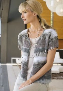 Жакет с жаккардовым узором и узором с дырочками, фото Жакет с жаккардовым узором и узором с дырочками, фото