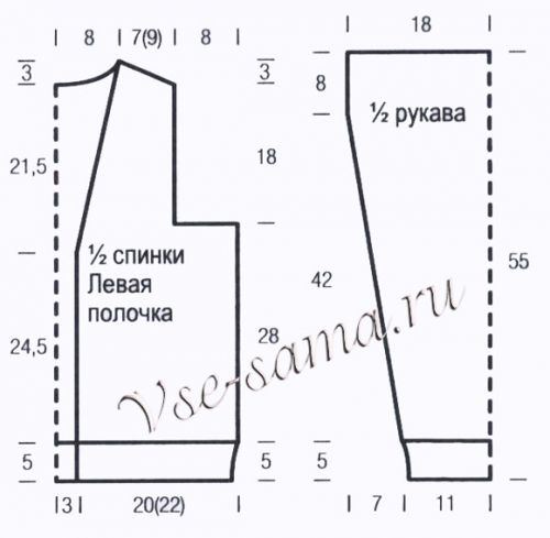 Выкройка для вязания жакета Выкройка для вязания жакета