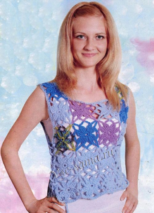 Жилет из цветных квадратных мотивов, фото Жилет из цветных квадратных мотивов, фото