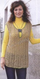 Ажурная безрукавка из натурального цвета пряжи Ажурная безрукавка из натурального цвета пряжи