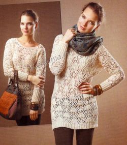 Ажурное платье-туника спицами Ажурное платье-туника спицами