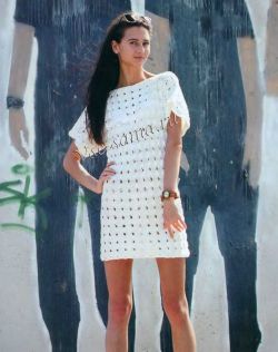 Белая туника из хлопковой пряжи, фото Белая туника из хлопковой пряжи, фото