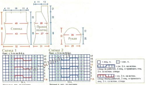 Схемы и выкройка для вязания кардигана Схемы и выкройка для вязания кардигана