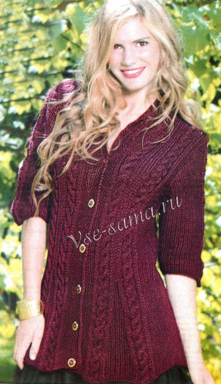 Кардиган с рельфными узорами, фото Кардиган с рельфными узорами, фото