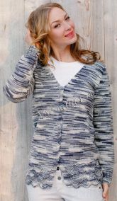 Кардиган вязаный спицами с ажурной каймой Кардиган вязаный спицами с ажурной каймой