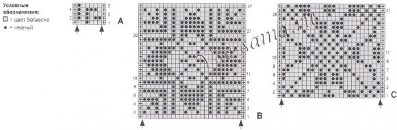 Схема для вязания шарфа с жаккардами Схема для вязания шарфа с жаккардами