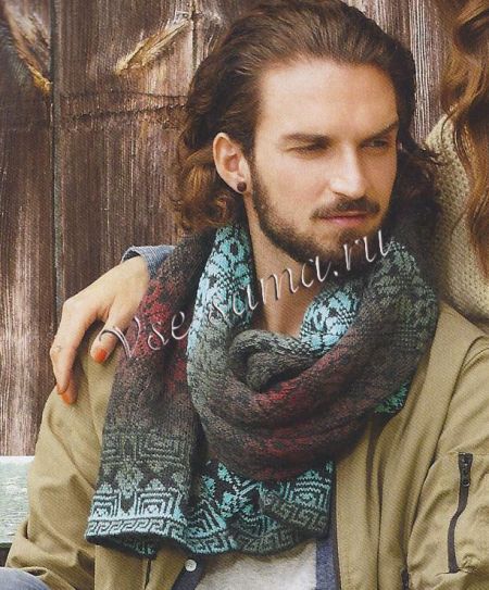 Красивый шарф с жаккардами, фото Красивый шарф с жаккардами, фото