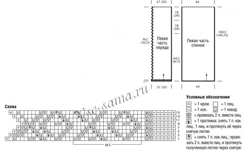 Схема и выкройка для вязания жакета: Схема и выкройка для вязания жакета