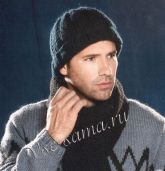 Мужская шапка спицами и шарф Мужская шапка спицами и шарф