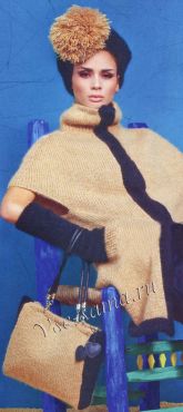 Пальто, митенки, полоска на голову и сумка спицами Пальто, митенки, полоска на голову и сумка спицами