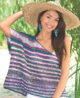 Пончо спицами с сетчатым узором Пончо спицами с сетчатым узором