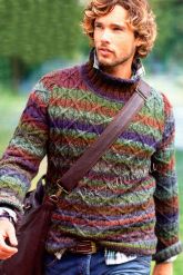 Пуловер мужской из пряжи секционного крашения Пуловер мужской из пряжи секционного крашения