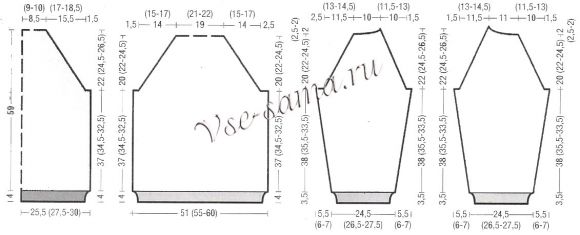 Выкройка для вязания пуловера Выкройка для вязания пуловера
