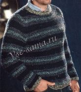 Пуловер спицами в меланжевую полоску Пуловер спицами в меланжевую полоску